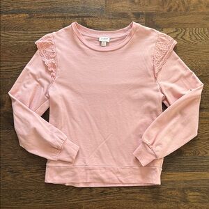 J. Crew Light Pink Eyelet Shoulder Sweater